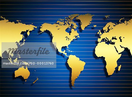 World Map and Striped Background