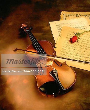 Violine, Musiknoten und Rose