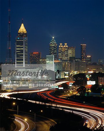 Paysage urbain à nuit Atlanta, Georgia, USA