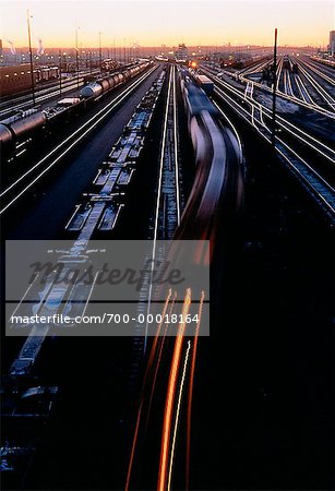 Moving Train at Sunset