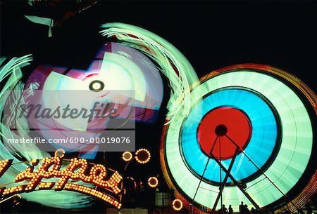 Amusement Park Rides at Night Canadian National Exhibition Toronto, Ontario, Canada