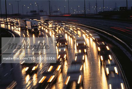 Traffic on Highway 401 at Night Toronto, Ontario, Canada