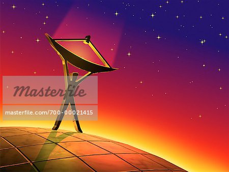 Illustration of Man Holding Satellite Dish