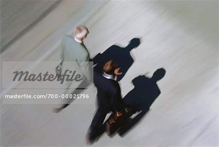Overhead View of Businessmen Walking Outdoors