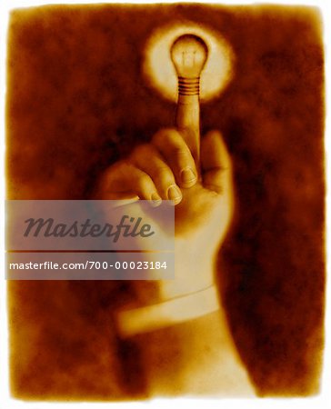 Hand with Index Finger as Light Bulb