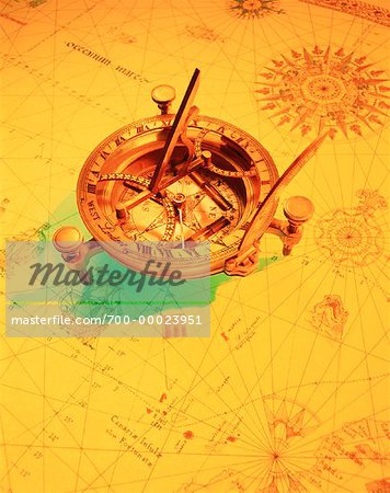 Compass on Antique Mariner's Map