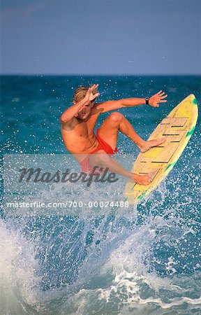 Man Skimboarding in Swimwear Miami, Florida, USA