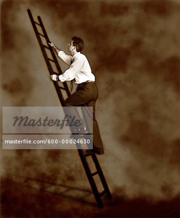 Businessman Climbing Ladder