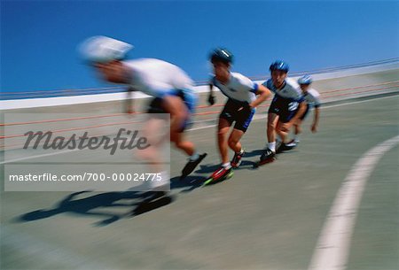 Blurred View of People In-Line Skating Miami, Florida, USA