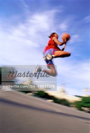 Blurred View of Woman Playing Basketball