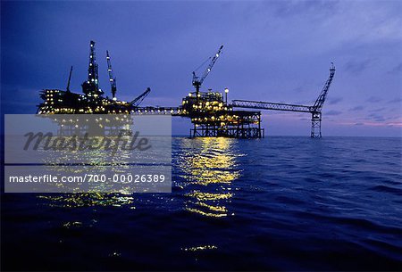 Offshore Oil Drilling at Night Malaysia