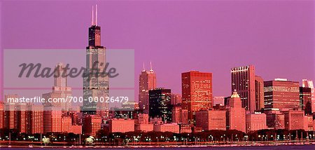 Toits de la ville au crépuscule, Chicago, Illinois, Etats-Unis