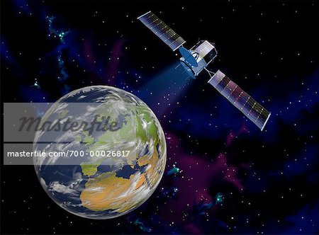 Communications Satellite and Globe Europe and North Africa