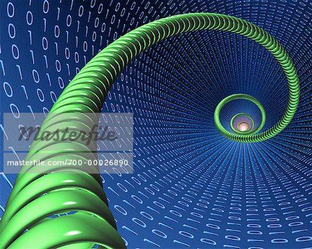 Telefon Kabel Spirale in binären Code-Tunnel