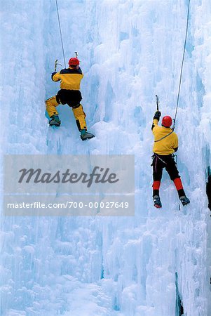 Back View of Ice Climbers British Columbia, Canada