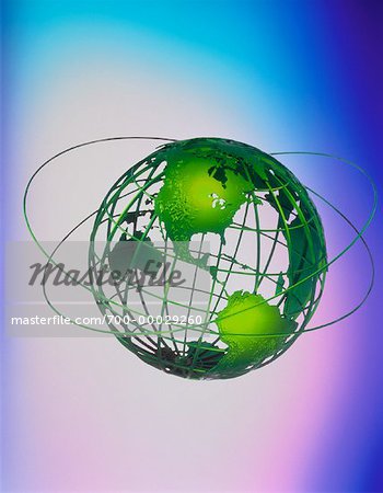 Wire Globe with Rings North and South America