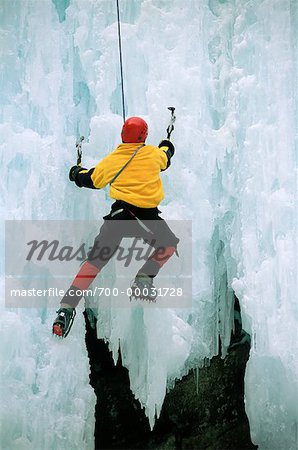 Vue d'escalade sur glace arrière