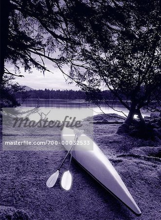 Overturned Kayak near Shore, British Columbia, Canada