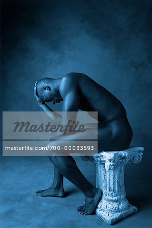 Nude Man Seated on Pedestal