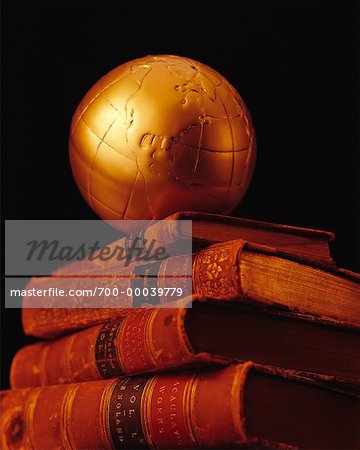 Globe on Stack of Books North America