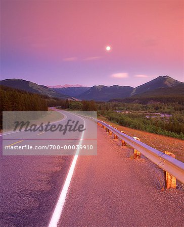 Moonrise over Highway 40 Alberta, Canada