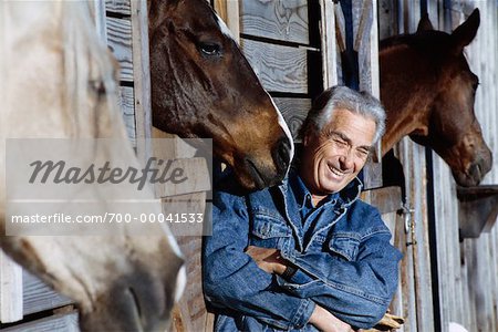 Mature Man with Horses