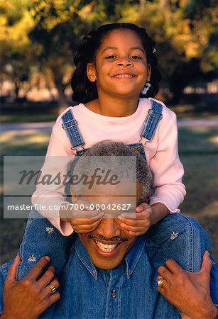 Daughter Covering Father's Eyes Outdoors