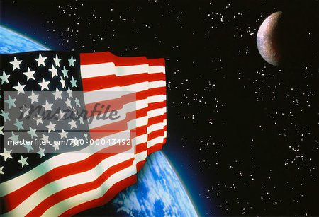 Drapeau américain dans l'espace