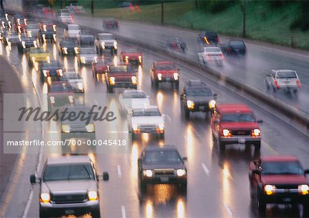 Blurred View of Traffic in Rain Boulder, Colorado, USA