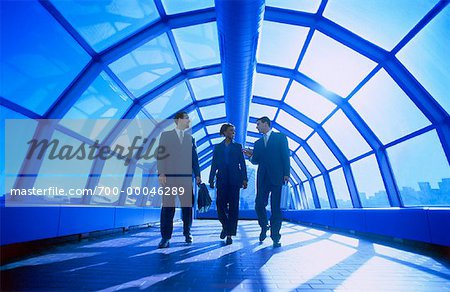 Business People Walking in Overhead Walkway Calgary, Alberta, Canada