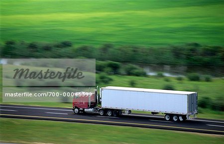 Transport Truck on Trans Canada Highway, Near Morley, Alberta Canada