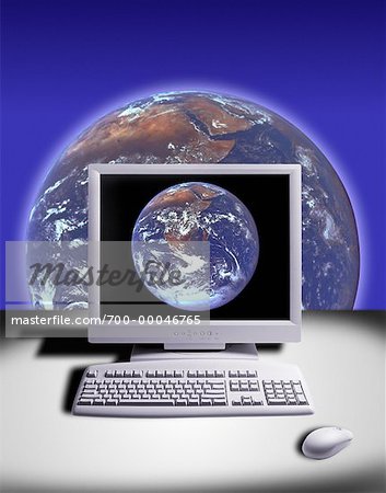 Globe sur écran d'ordinateur