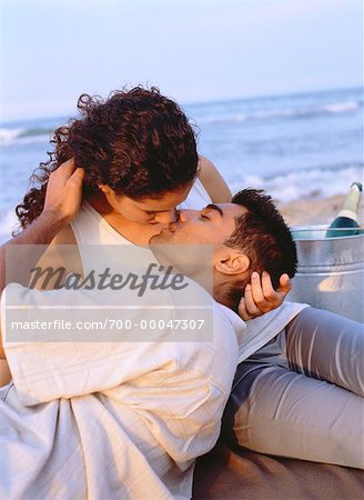 Couple on Beach, About to Kiss