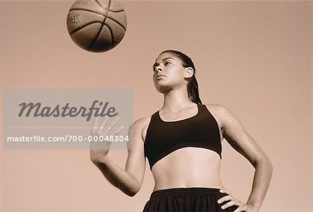 Woman with Basketball Outdoors
