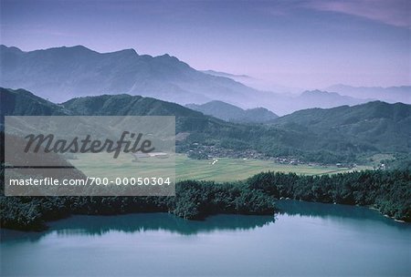 Sun Moon Lake et terres agricoles Taïwan, Chine