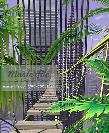 Rope Bridge from Jungle to Office Tower