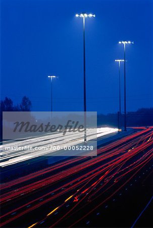 Light Trails on Highway at Night Ontario, Canada