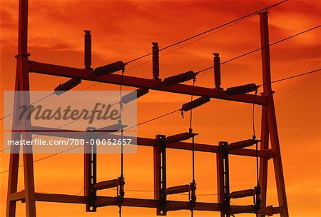 Close-Up of Power Substation at Sunset Calgary, Alberta, Canada