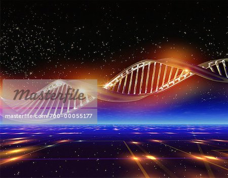 Double Helix in Abstract Landscape with Stars