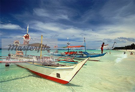 Boats on Beach, Boracay Island Aklan Province, Philippines