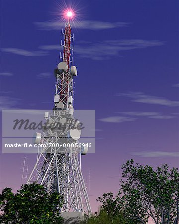 Microwave Transmission Tower at Dusk