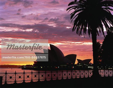 Silhouette de l'opéra de Sydney au coucher du soleil, Sydney New South Wales, Australie