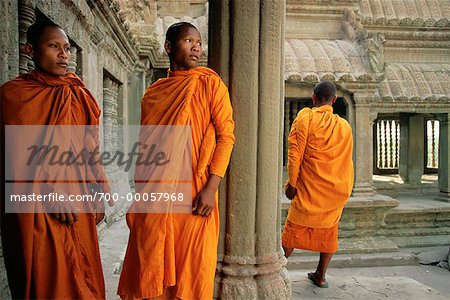 Buddhistische Mönche in Angkor Tempel Siem Reap, Kambodscha