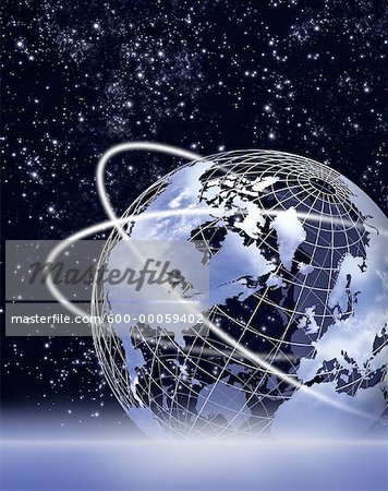 Fil Globe avec anneaux dans l'espace, l'Amérique du Nord