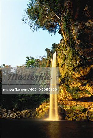 Cliffside et cascade, Misol-Ha, Chiapas, Mexique
