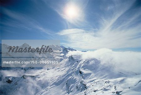 Vue d'ensemble de la région de Jungfrau montagnes, Suisse