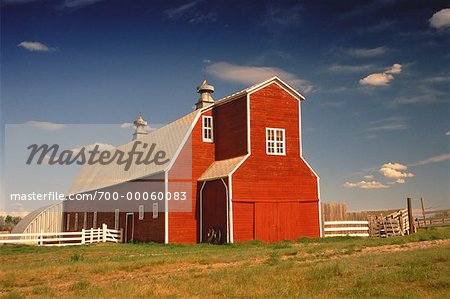 Rote Scheune und Farmland North Dakota, USA