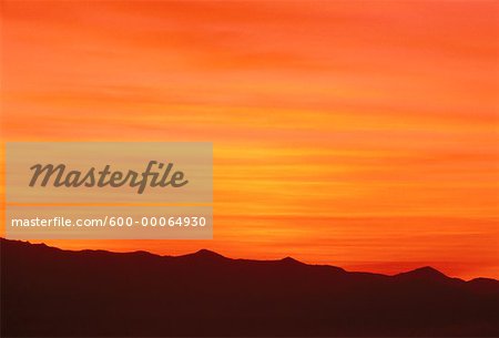 Sonnenuntergang über Berge, Oaxaca, Mexiko