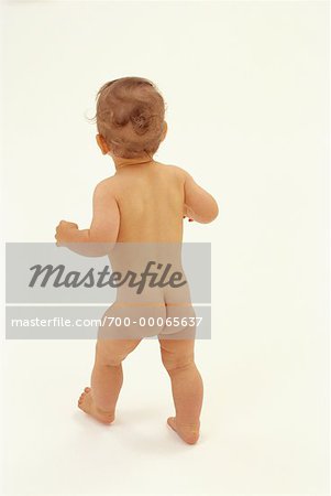 Back View of Nude Child Walking