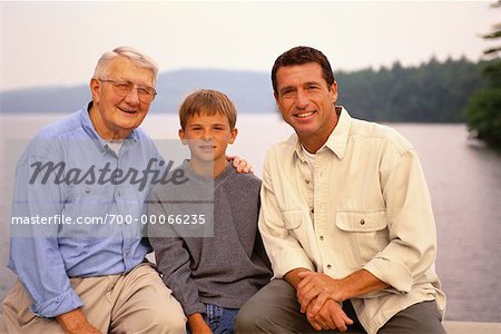 Portrait of Grandfather, Father And Son, Belgrade Lakes, ME, USA